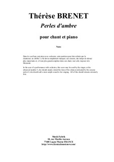 Perles d'Ambres: For female voice and piano by Thérèse Brenet