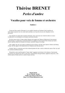 Perles d'Ambres: For female voice and orchestra - score by Thérèse Brenet