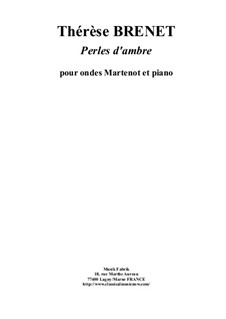 Perles d'Ambres: For ondes martenot and piano by Thérèse Brenet