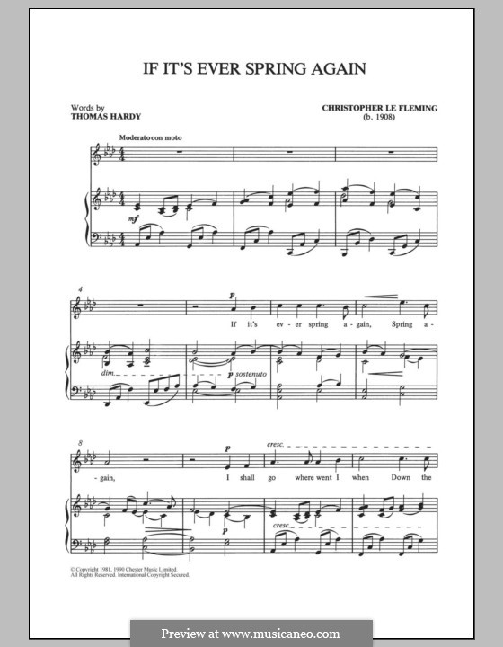 If It's Ever Spring Again: Para vocais e piano by Christopher le Fleming