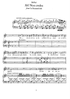 Ah! Non credea: For soprano and piano by Vincenzo Bellini