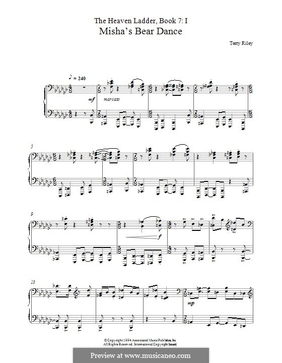 Misha's Bear Dance (No.1 from The Heaven Ladder Book 7): Para Piano by Terry Riley