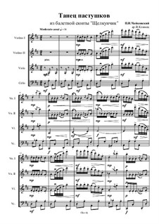 No.7 Dance of the Mirlitons: For string quartet – score, Ор.1 No.3 by Pyotr Tchaikovsky