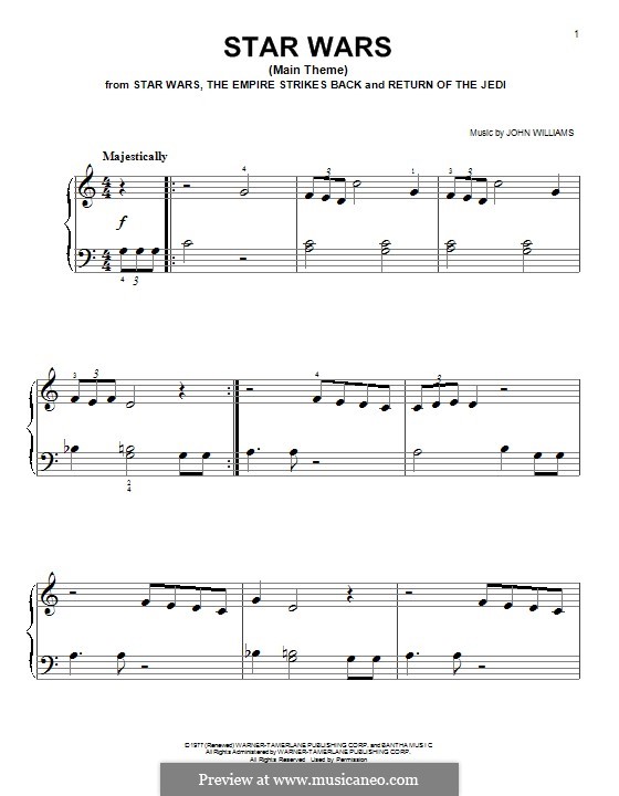 Star Wars (Main Theme): Para Piano by John Williams