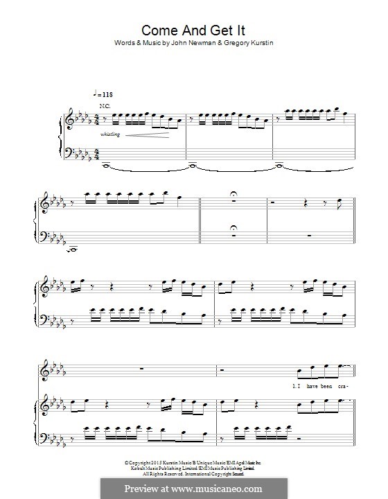 Come and Get It: Para vocais e piano (ou Guitarra) by Greg Kurstin, John Newman