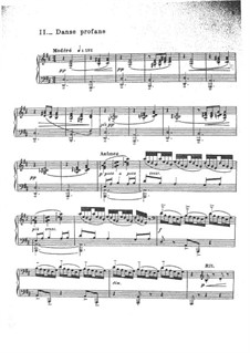 Two Dances for Harp and String Quintet, L.103: No.2 Danse profane, for Piano by Claude Debussy