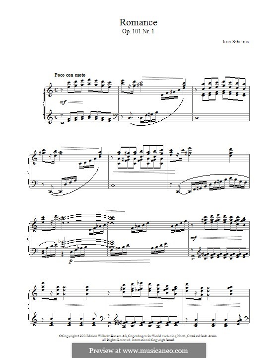 5 Morceaux Romantiques, Op.101: No. 1 romantica by Jean Sibelius