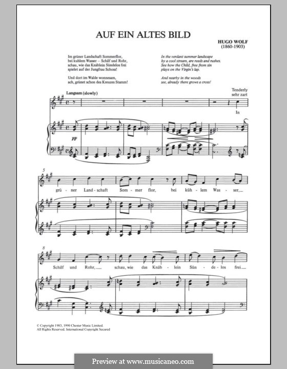 Auf Ein Altes Bild: Para vocais e piano by Hugo Wolf