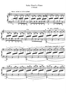 Pour le piano. Suite, L.95: para um único musico (Editado por H. Bulow) by Claude Debussy