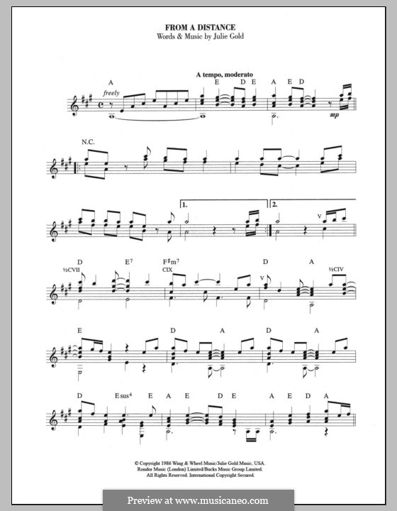 From a Distance: Para guitarra com guia by Julie Gold