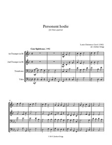 Personent Hodie (early Latin Carol): para quarteto de bronze by Unknown (works before 1850)