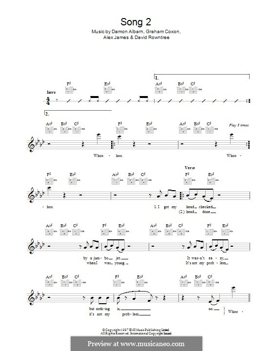 Song 2 (Blur): Letras e Acordes by Alex James, Damon Albarn, David Rowntree, Graham Coxon