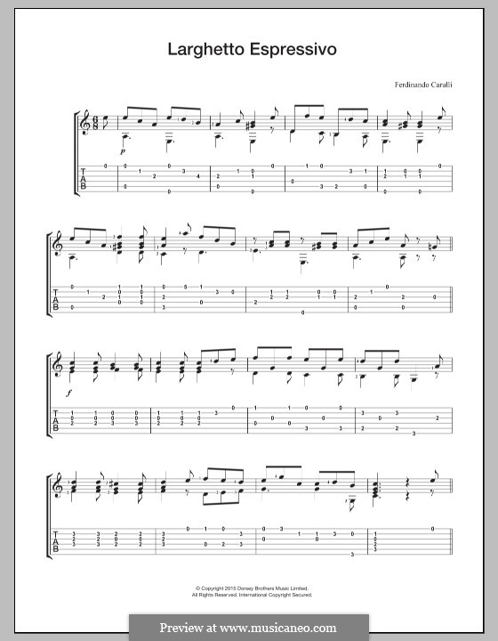 Larghetto Espressivo: Para Guitarra by Ferdinando Carulli