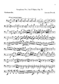 Symphony No.5 in F Major, B.54 Op.76: parte violoncelo by Antonín Dvořák