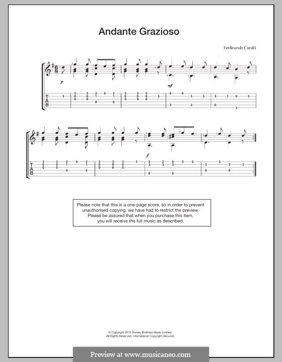 Andante Grazioso in G Major por F. Carulli Partituras on músicaNeo