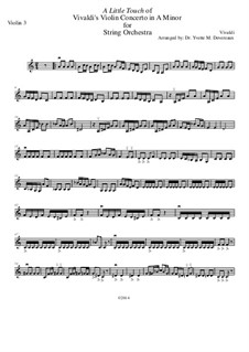 Concerto for Violin and Strings in A Minor: A Little Touch - violin 3 part by Antonio Vivaldi