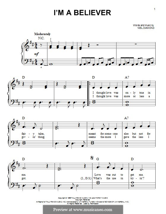 I'm a Believer: Para Piano by Neil Diamond