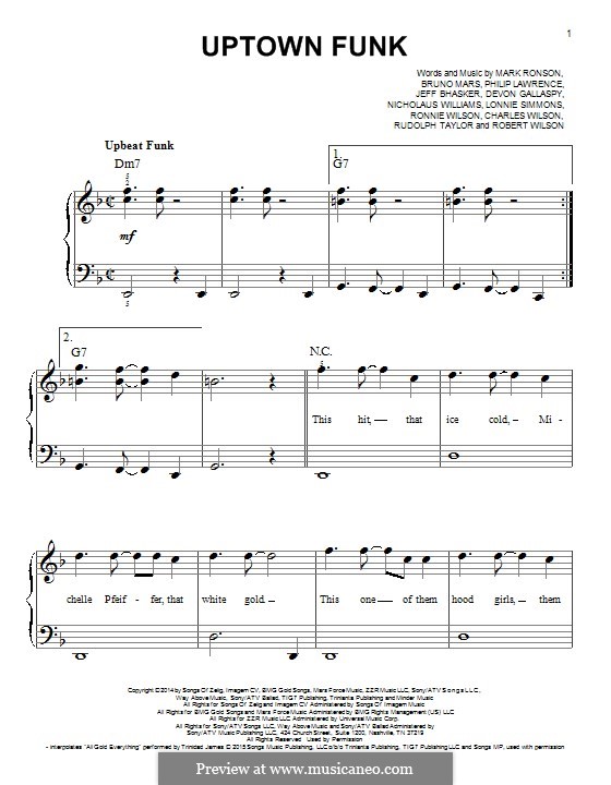Vocal version: Facil para o piano by Jeff Bhasker, Bruno Mars, Philip Lawrence, Devon Gallaspy, Nicholaus Williams