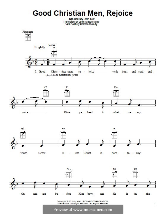 Good Christian Men, Rejoice: para ukulele by folklore
