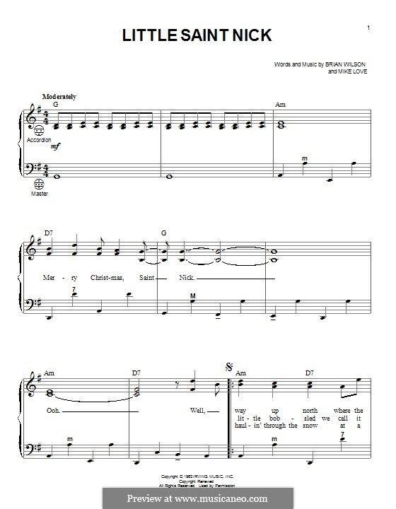 Little Saint Nick (The Beach Boys): para acordeão by Brian Wilson, Mike Love