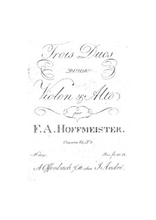 Six Duets for Violin and Viola, Op.65: No.4-6 – parts by Franz Anton Hoffmeister