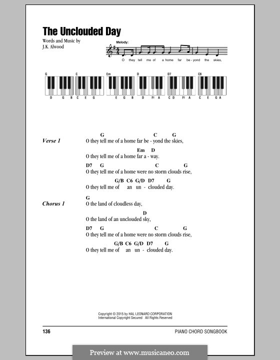 The Unclouded Day (from Heavenly Home: Three American Songs): Letras e Acordes by J.K. Alwood