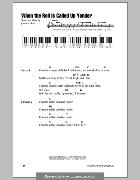 When the Roll is Called: Letras e Acordes by James Milton Black