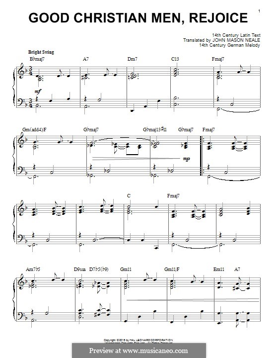 Good Christian Men, Rejoice: Para Piano by folklore