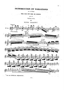 Two Pieces for Violin: Introduction and Variations on Theme 'Nel cor piu non mi sento' by Niccolò Paganini