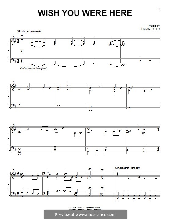 Wish You Were Here (from Avengers: Age of Ultron): Para Piano by Brian Tyler