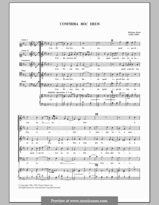 Confirma Hoc Deus: para coro misto by William Byrd