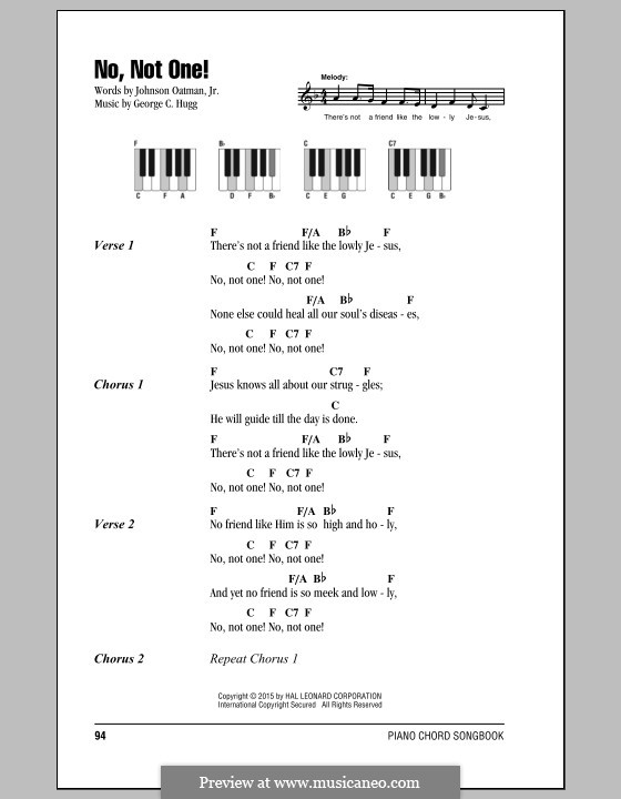 No, Not One: Letras e Acordes by George Crawford Hugg