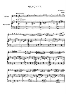 Chaconne in G Minor: para violino by Tomaso Vitali