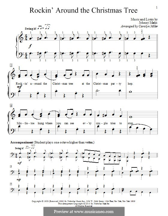 Rockin' Around the Christmas Tree: Para Piano by Johnny Marks