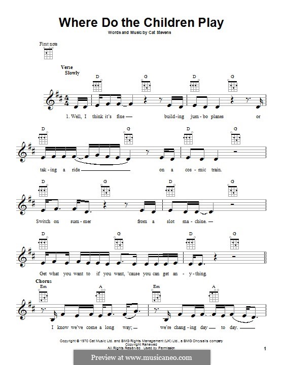 Where Do the Children Play?: para ukulele by Cat Stevens