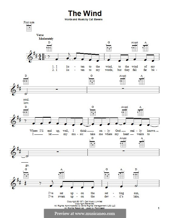 The Wind: para ukulele by Cat Stevens