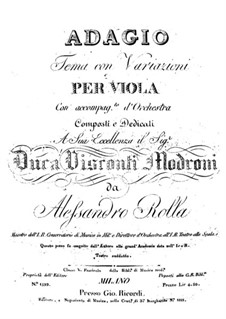 Adagio and Theme with Variations for Viola and Orchestra, BI 133: Adagio and Theme with Variations for Viola and Orchestra by Alessandro Rolla