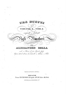Three Duos for Violin and Viola, BI 95, 71, 45 Op.18: Tres duos pra violino e viola by Alessandro Rolla