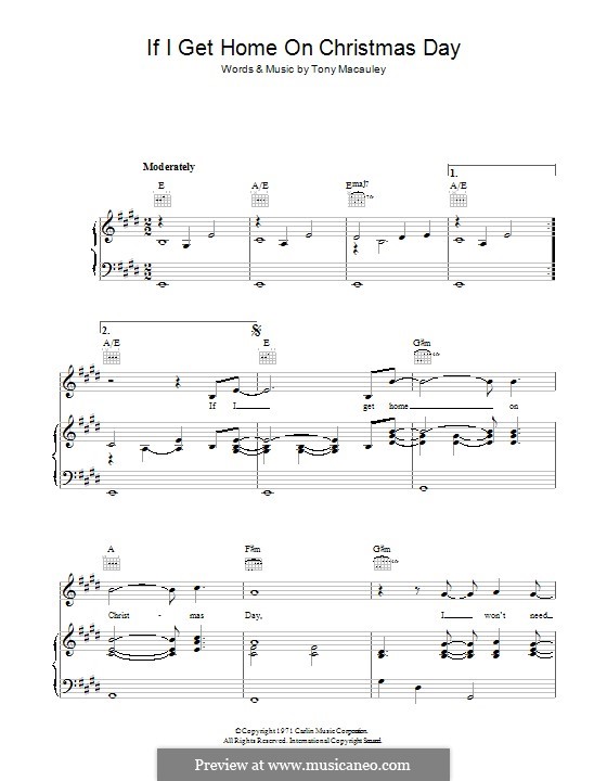 If I Get Home on Christmas Day (Elvis Presley): Para vocais e piano (ou Guitarra) by Tony Macauley
