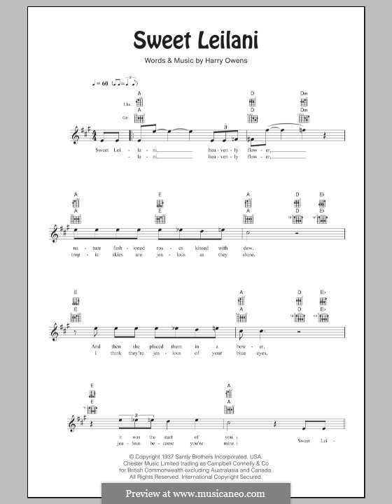 Sweet Leilani: para ukulele by Harry Owens