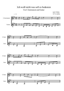 Die Lorelei: For C-instrument and guitar (G-Dur) by Friedrich Silcher