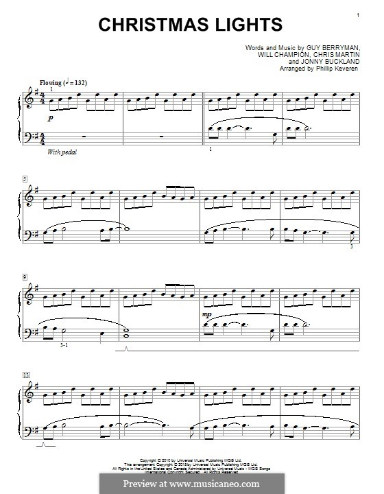 Christmas Lights (Coldplay): For piano (classical version) by Chris Martin, Guy Berryman, Jonny Buckland, Will Champion