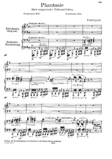 Fantasia on Hungarian Folk Melodies, S.123: dois pianos de quatro mãos by Franz Liszt