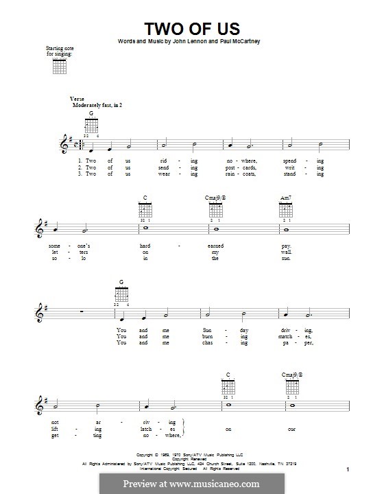 Two of Us (The Beatles): Para guitarra com guia by John Lennon, Paul McCartney