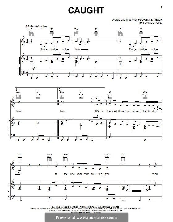 Caught (Florence and The Machine): Para vocais e piano (ou Guitarra) by James S. Ford, Florence Welch