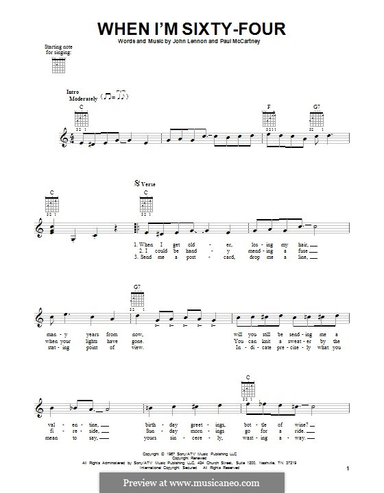 When I'm Sixty-Four (The Beatles), for One Instrument: Para guitarra com guia by John Lennon, Paul McCartney