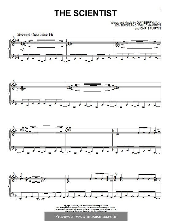 The Scientist (Coldplay): For piano (jazz version) by Chris Martin, Guy Berryman, Jonny Buckland, Will Champion