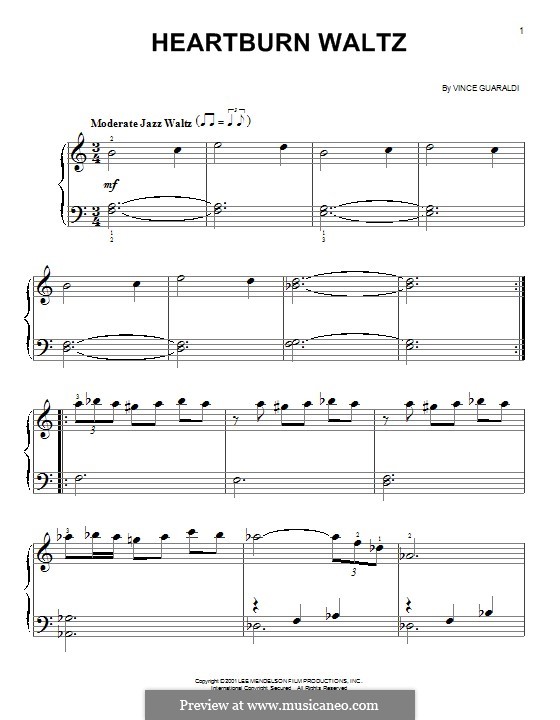 Heartburn Waltz: Para Piano by Vince Guaraldi
