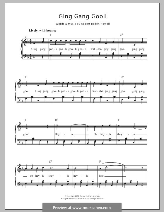 Ging Gang Goolie: Para vocais e piano by Robert Baden-Powell