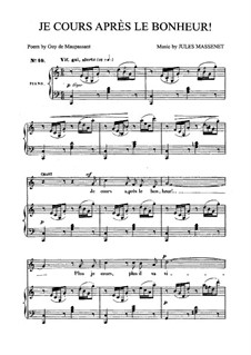 Je cours après le bonheur: para voz media e piano by Jules Massenet